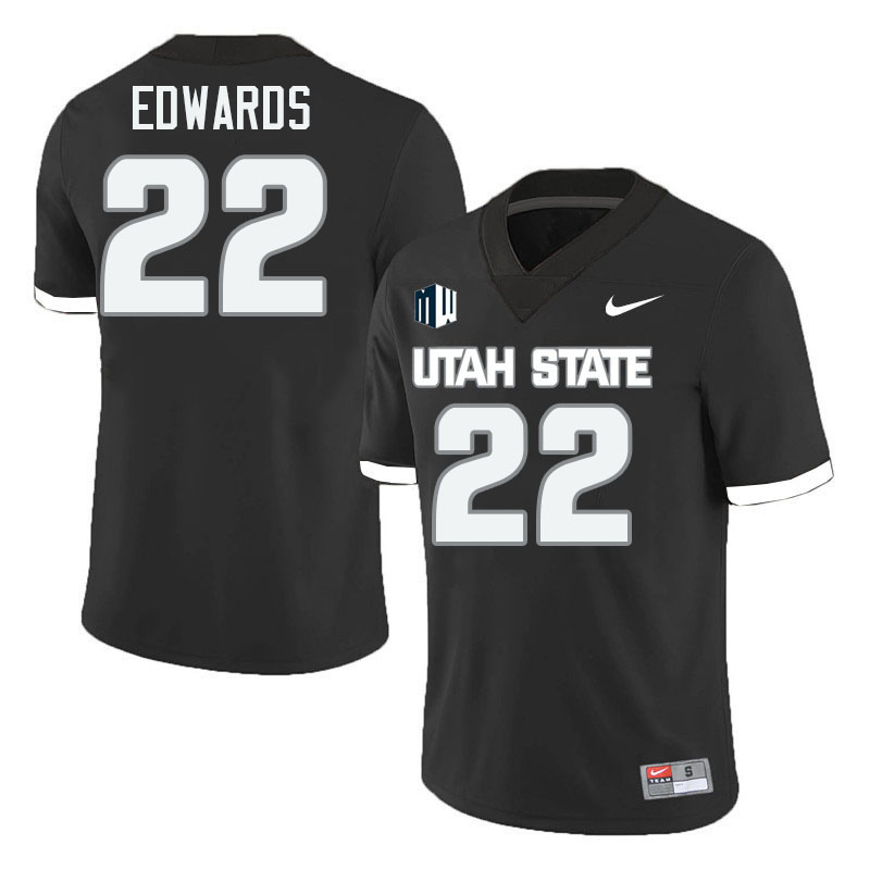 Utah State Aggies #22 Mason Edwards College Football Jerseys Stitched-Black